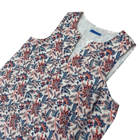 J. McLaughlin Rue Coral/Blue Linen Floral Sleeveless Shift Dress XL NEW $218 - Picture 11 of 16